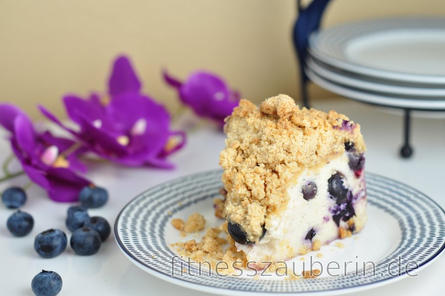 Blaubeer-Joghurt-Kuchen mit knusprigen Streuseln | fitnesszauberin.de